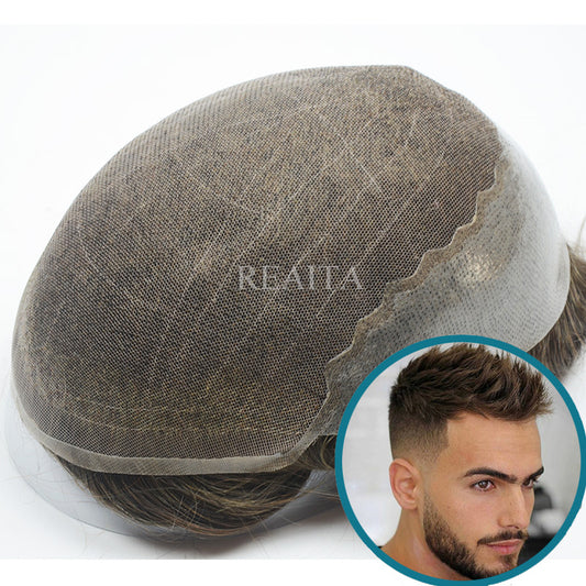 Q6|French Lace With Poly Skin Toupee Natural Hairline Hair Replacement Sysem Supplier