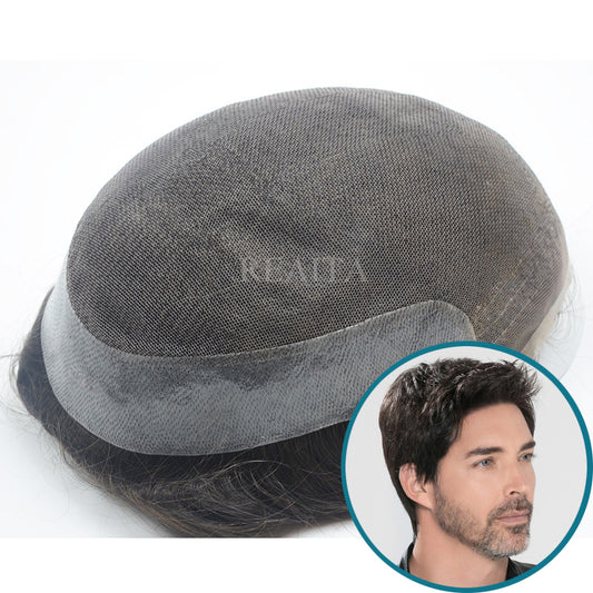 MX2|Bleach Knots Natural Hairline Full Lace With PU Hair Replacement System Customized Men Toupee