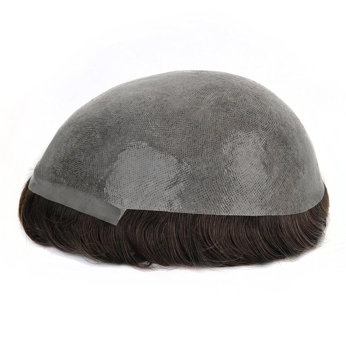 Base de pele 0608 mm 100% cabelo humano de alta qualidade PU com nó 8x10 peruca masculina