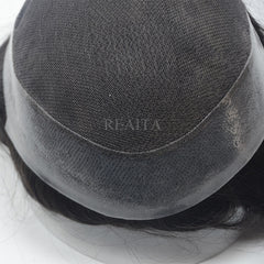 Peruca masculina de renda respirável AUS com 1 polegada de PU ao redor para calvície e cabelos ralos 