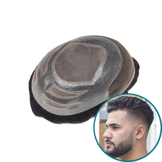 FPM Fine Mono Hair Toupee com Lace Front Sistema de Substituição de Cabelo por Atacado