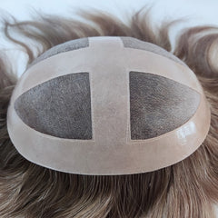 Base fina mono de vários tamanhos com peruca NPU, sistema de cabelo durável para homens 