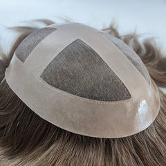 Base fina mono de vários tamanhos com peruca NPU, sistema de cabelo durável para homens 