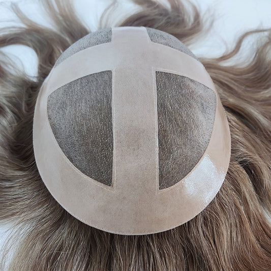 Base fina mono de vários tamanhos com peruca NPU, sistema de cabelo durável para homens 