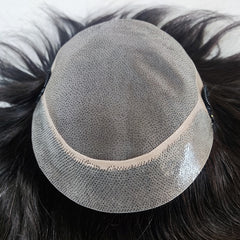 Mono personalizado com NPU em torno de 1 polegada de PU com gaze na frente, peruca masculina com clipes 