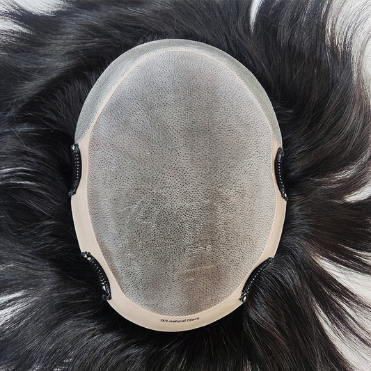 Mono personalizado com NPU em torno de 1 polegada de PU com gaze na frente, peruca masculina com clipes 