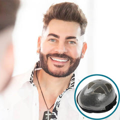 Q4 | Peruca de cabelo humano para homens, pele sintética com inserção de renda, peruca de peruca de cabelo masculino 