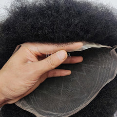 FL Afro curl Human Hair Full Lace 8 X 10" Hair Piece Men Toupee