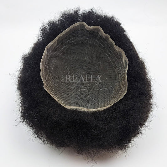 FL Afro curl Human Hair Full Lace 8 X 10" Hair Piece Men Toupee