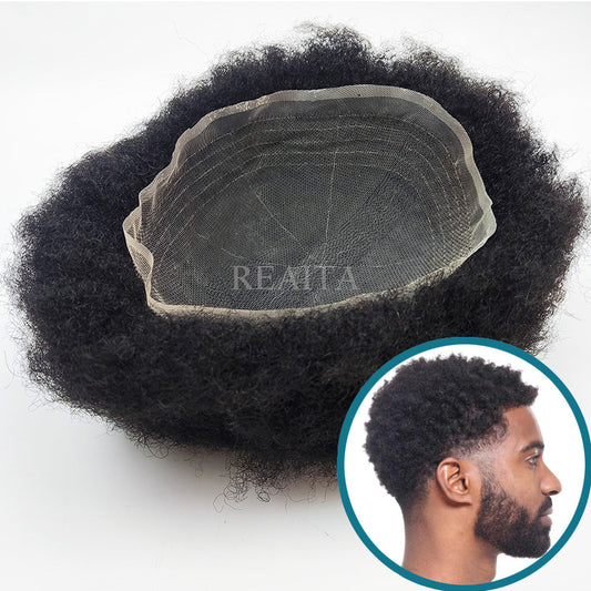FL Afro curl Human Hair Full Lace 8 X 10" Hair Piece Men Toupee