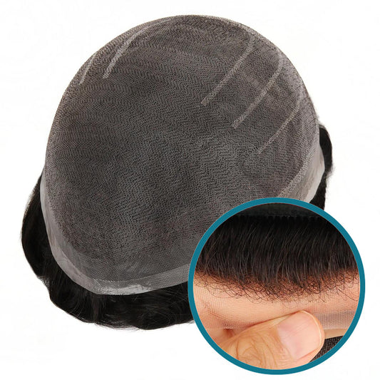 Fine Welded Mono| Breathable and Durable 0.12 Lace Human Hair Men Toupees Hair Unit