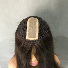 Peruca de integração | Linha PE com topper de cabelo de cutícula virgem de seda 
