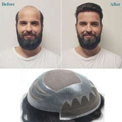 FPM Scallop Durable Mono Base Lace Front Toupee Ready to Ship Hair Replacement System in Stock