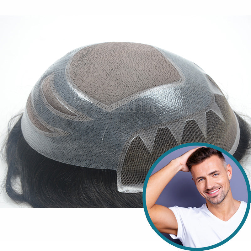 FPM Scallop Durable Mono Base Lace Front Toupee Ready to Ship Hair Replacement System in Stock