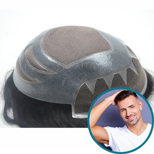 FPM Scallop Durable Mono Base Lace Front Toupee Ready to Ship Hair Replacement System in Stock