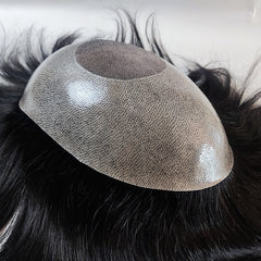 MONO+PU Coated 0810mm Thin Skin Combined With Mono Lace Patches Human Hair Toupee for Men
