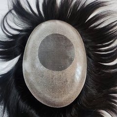 MONO+PU Coated 0810mm Thin Skin Combined With Mono Lace Patches Human Hair Toupee for Men