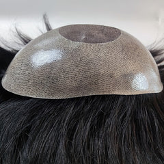 MONO+PU Coated 0810mm Thin Skin Combined With Mono Lace Patches Human Hair Toupee for Men