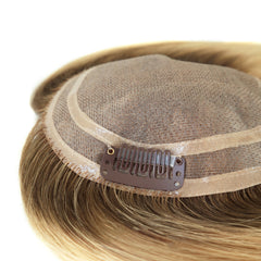 Topper de cabelo humano Remy com presilhas, sistema de cabelo feminino 