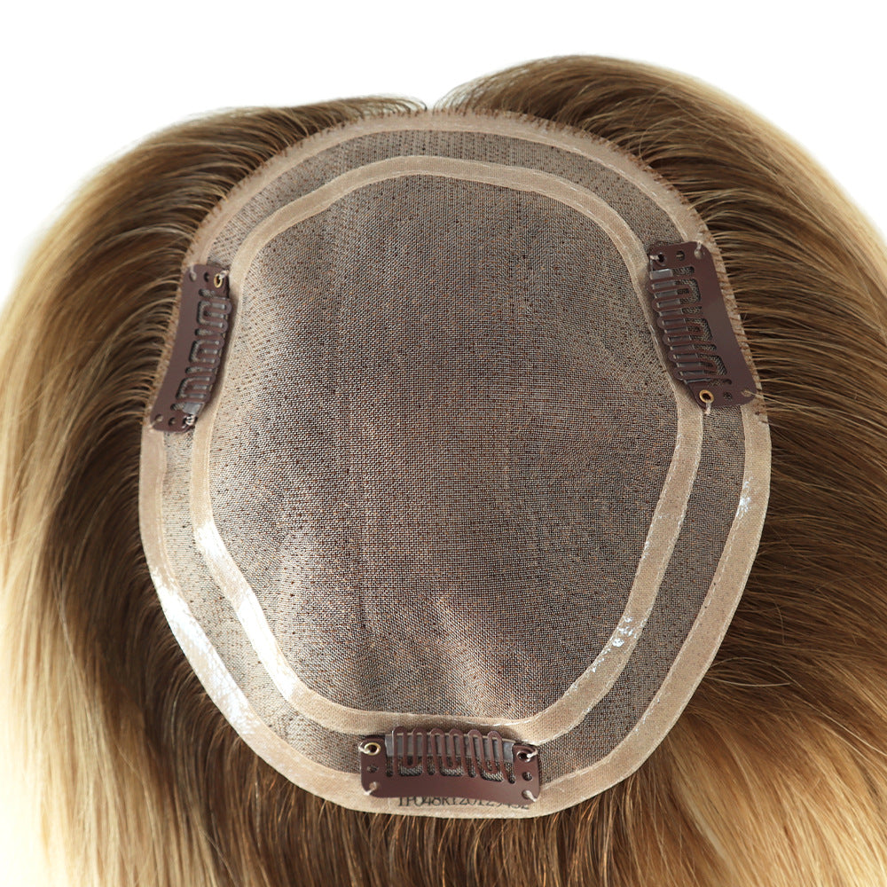 Topper de cabelo humano Remy com presilhas, sistema de cabelo feminino 