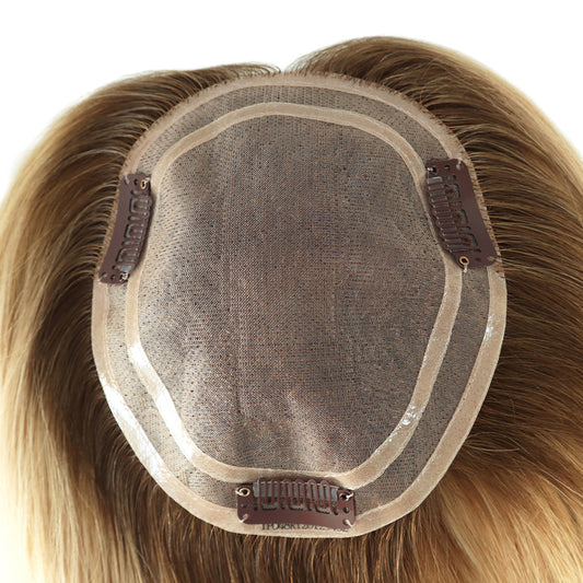 Topper de cabelo humano Remy com presilhas, sistema de cabelo feminino 