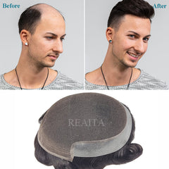 MX2 Bleach Knots Natural Hairline Full Lace com sistema de substituição de cabelos grisalhos em PU, peruca masculina personalizada 