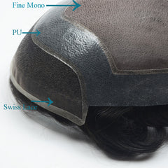 Sistema de substituição de cabelo masculino VER Lace Front Hair Toupee